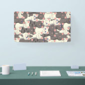 Witte en grijze kattenpatroon spandoek (Beurs)