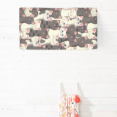 Witte en grijze kattenpatroon spandoek (Insitu)