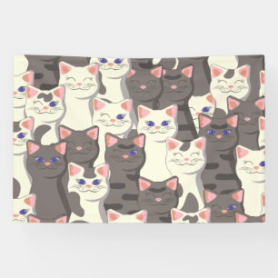 Witte en grijze kattenpatroon spandoek