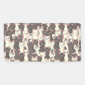 Witte en grijze kattenpatroon spandoek (Horizontaal)