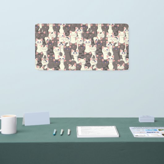 Witte en grijze kattenpatroon spandoek (Beurs)