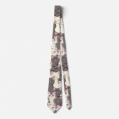 Witte en grijze kattenpatroon stropdas (Voorkant)