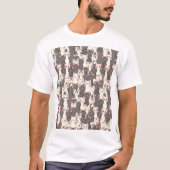 Witte en grijze kattenpatroon t-shirt (Voorkant)