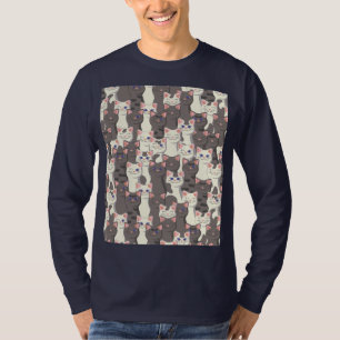 Witte en grijze kattenpatroon t-shirt