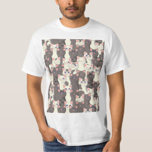 Witte en grijze kattenpatroon t-shirt