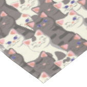 Witte en grijze kattenpatroon tafelkleed (Gekanteld)