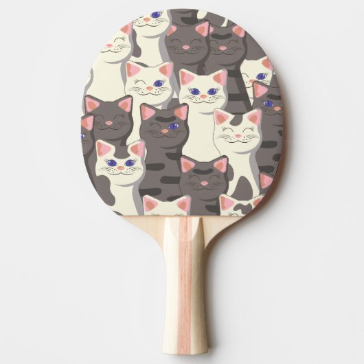 Witte en grijze kattenpatroon tafeltennisbatje (Voorkant)