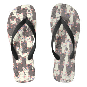 Witte en grijze kattenpatroon teenslippers