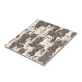 Witte en grijze kattenpatroon tegeltje (Zijkant)