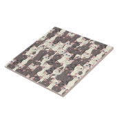 Witte en grijze kattenpatroon tegeltje (Zijkant)