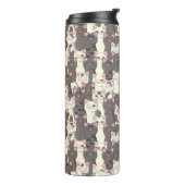 Witte en grijze kattenpatroon thermosbeker (Gedraaid links)