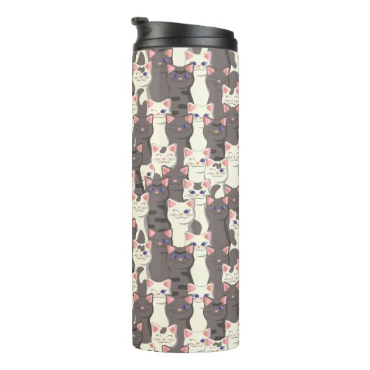 Witte en grijze kattenpatroon thermosbeker (Geroteerd rechts)