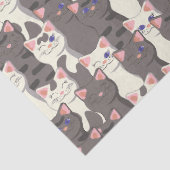 Witte en grijze kattenpatroon tissuepapier (Detail)