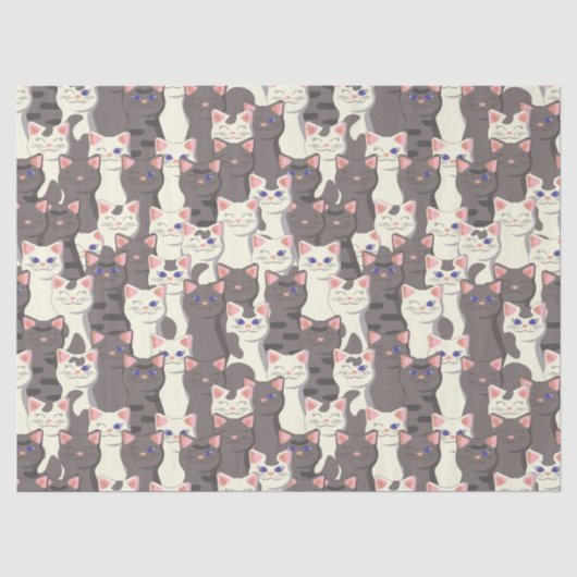 Witte en grijze kattenpatroon tissuepapier (Voorkant)