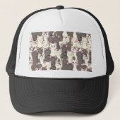 Witte en grijze kattenpatroon trucker pet (Voorkant)