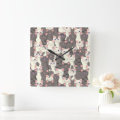 Witte en grijze kattenpatroon vierkante klok (Huis)