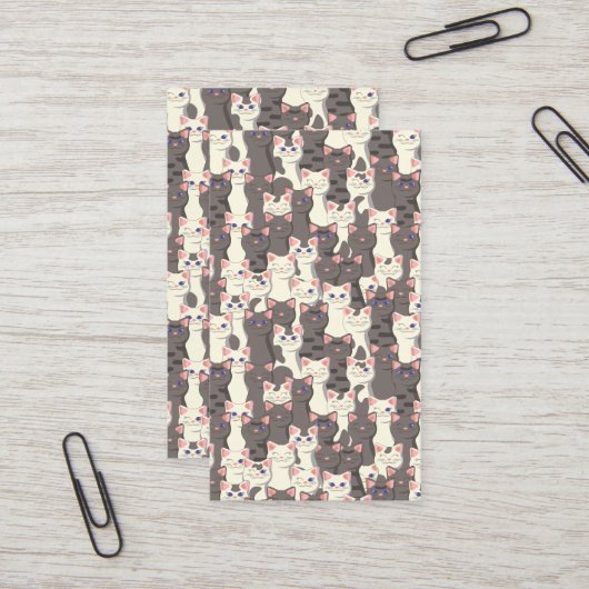 Witte en grijze kattenpatroon visitekaartje (Voorkant / Achterkant in situ)