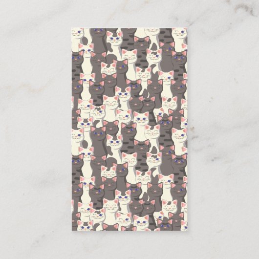 Witte en grijze kattenpatroon visitekaartje (Achterkant)
