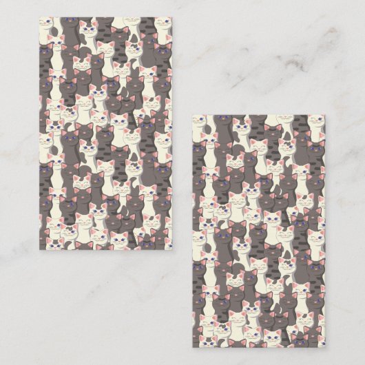 Witte en grijze kattenpatroon visitekaartje (Voorkant / Achterkant)
