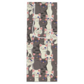 Witte en grijze kattenpatroon wijn cadeautas (Voorkant)