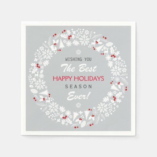 Witte en grijze kerstmis Prettige feestdagen Servet (Voorkant)