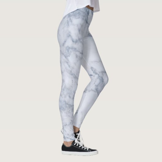 Witte en grijze marmer afdrukken leggings (Rechts)