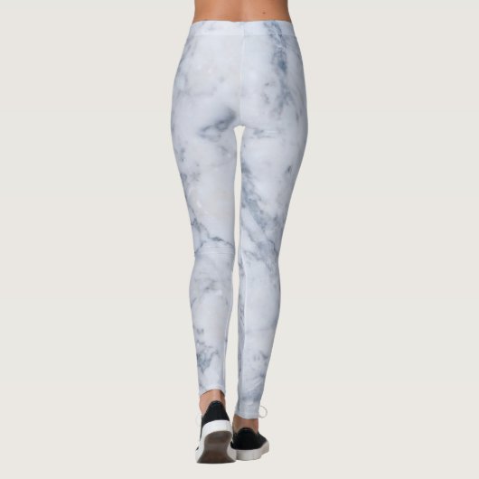 Witte en grijze marmer afdrukken leggings (Achterkant)