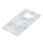 Witte en grijze marmer creditkaart flessenopener (Achterkant Gekanteld)