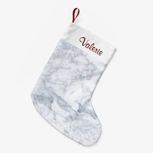 Witte en grijze marmer kleine kerstsok (Voorkant (Hangend))