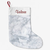 Witte en grijze marmer kleine kerstsok (Voorkant)