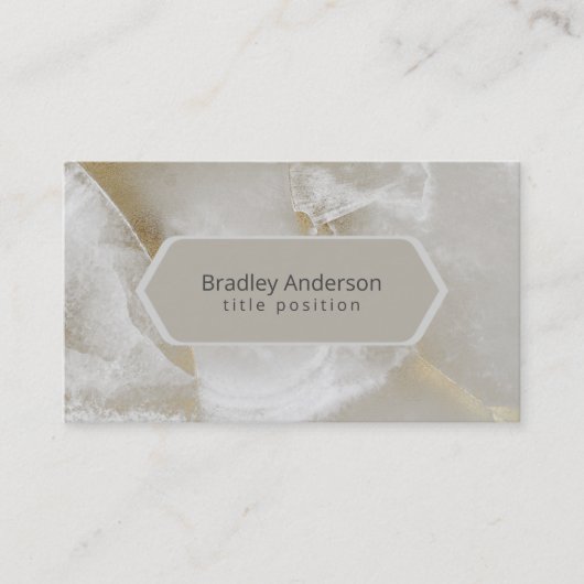Witte en grijze marmer met goud visitekaartje (Voorkant)