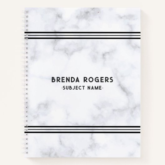 Witte en grijze marmer strepen accent notitieboek (Voorkant)