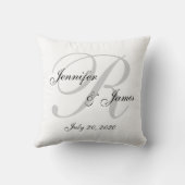 Witte en grijze Monogram Wedding Keepomwille Pillo Kussen (Achterkant)
