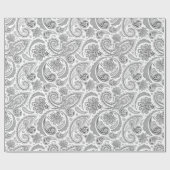 Witte en grijze  Paisley Lace Damaskers Cadeaupapier (Vlak)