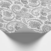 Witte en grijze  Paisley Lace Damaskers Cadeaupapier (Hoek)