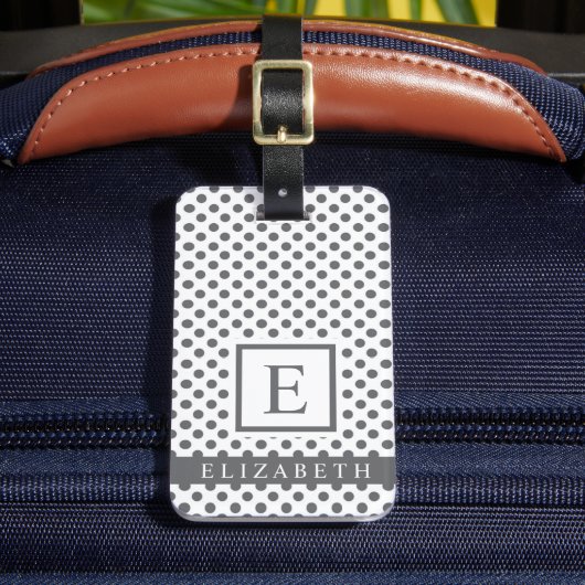  witte en grijze polka dot bagagelabel (Voorkant Insitu 2)