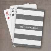 Witte en grijze ringstrepen met aangepaste naam pokerkaarten