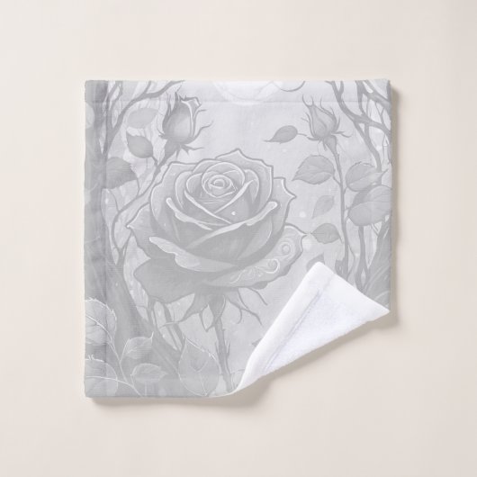 Witte en grijze Rozen 2 Bad Handdoek (Wasdoekje)