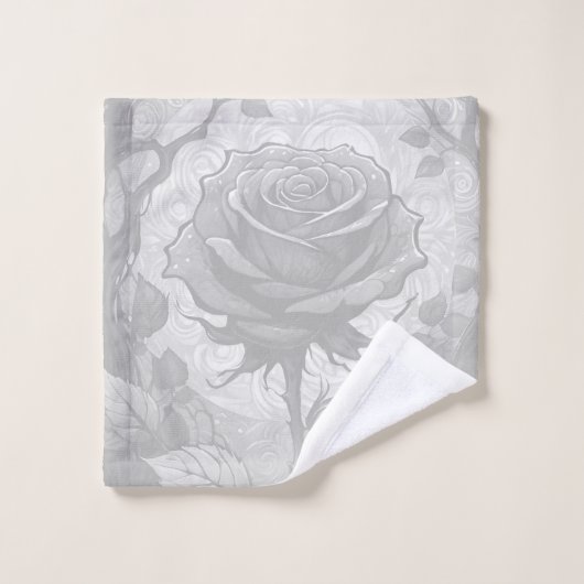 Witte en grijze Rozen 3 Bad Handdoek (Wasdoekje)