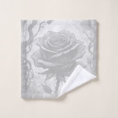 Witte en grijze Rozen Bad Handdoek (Wasdoekje)