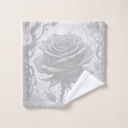 Witte en grijze Rozen Bad Handdoek (Wasdoekje)