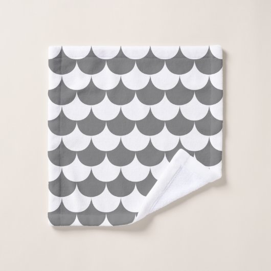 Witte en grijze schellop bad handdoek (Wasdoekje)