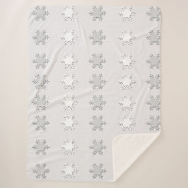 Witte en Grijze Sneeuwvlokken Sherpa Deken