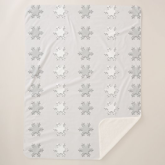 Witte en Grijze Sneeuwvlokken Sherpa Deken (Voorkant)