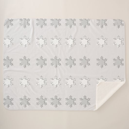 Witte en Grijze Sneeuwvlokken Sherpa Deken (Voorkant (horizontaal))
