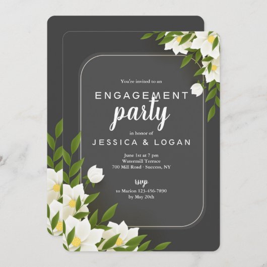 Witte en grijze uitnodiging (Voorkant / Achterkant)