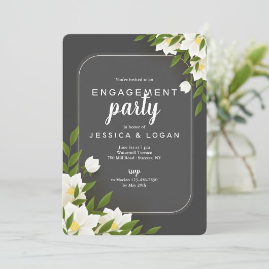 Witte en grijze uitnodiging (Staand voorkant)