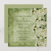 Witte en groene anjers besparen de datum save the date (Voorkant / Achterkant)