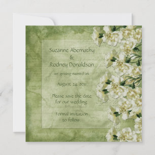 Witte en groene anjers besparen de datum save the date