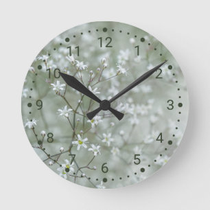 Witte en groene baby's adem bloem fotografie ronde klok